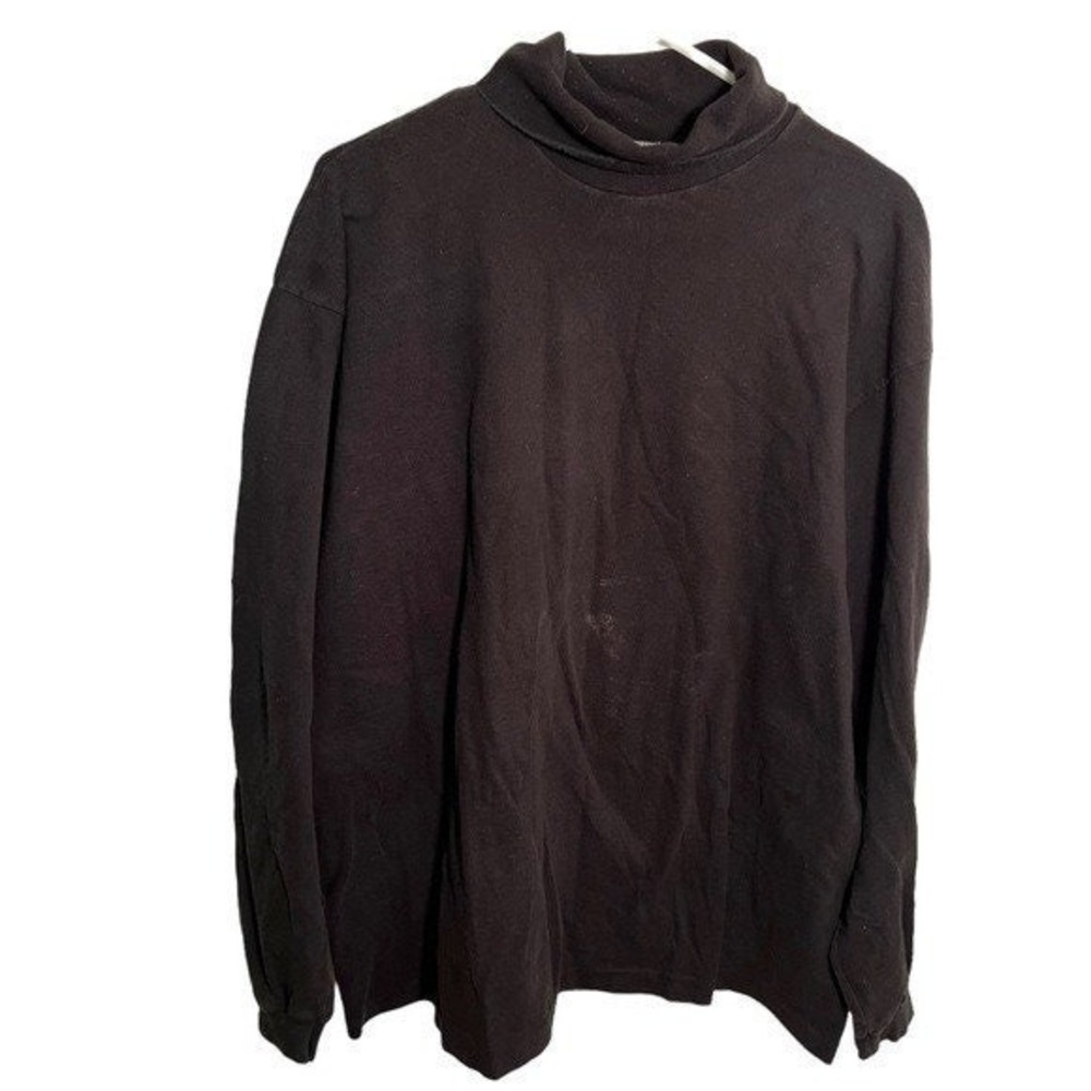 Vintage Fruit of the Loom Unisex Casualwear Sz XL Turtleneck T-Shirt Solid Black